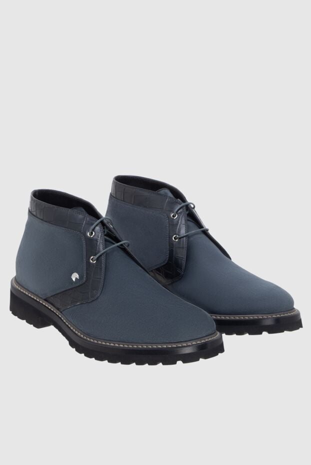 Stefano Ricci men's nubuck and crocodile leather boots blue 172960 - photo 3