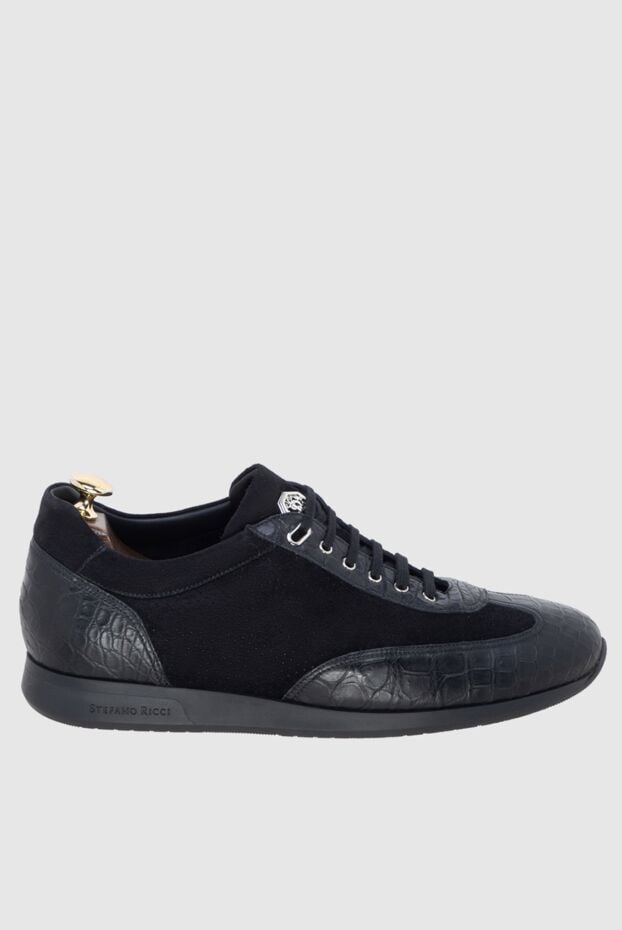 Stefano Ricci black suede and crocodile leather sneakers for men 172963 - photo 1