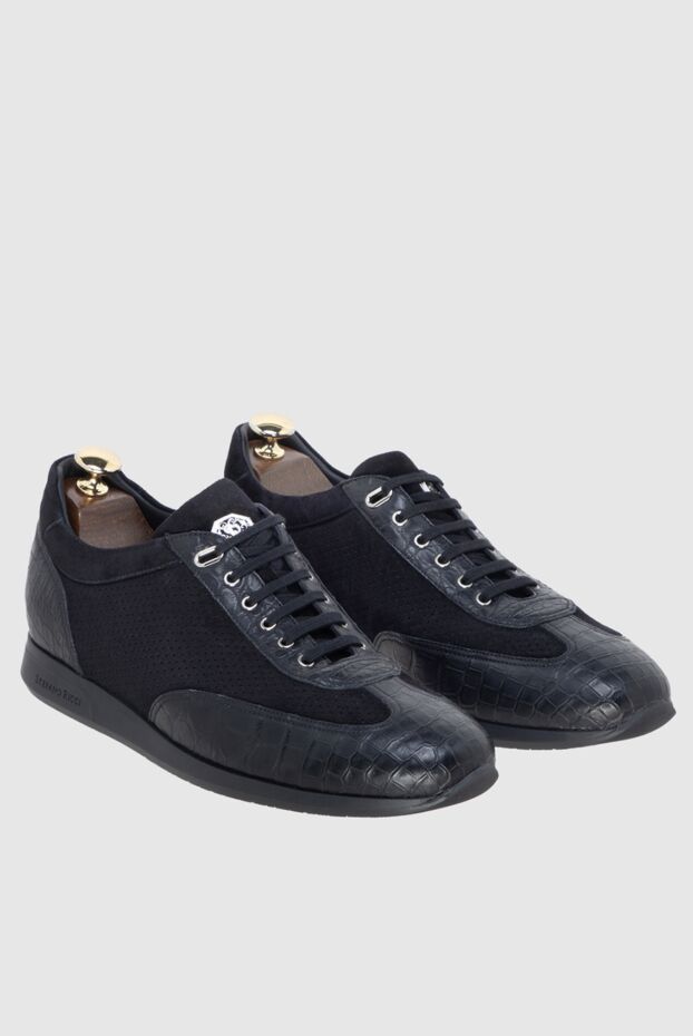 Stefano Ricci black suede and crocodile leather sneakers for men 172963 - photo 3