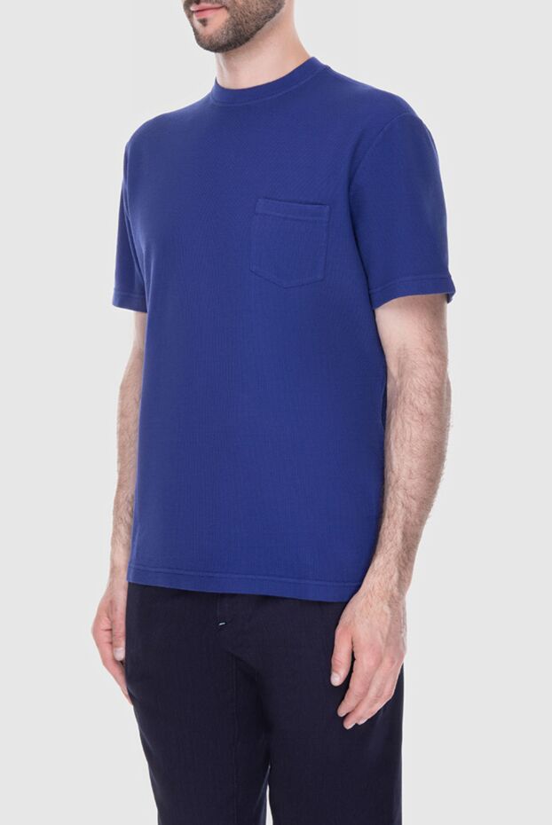 Loro Piana чоловіча футболка синього кольору з кишенею 172995 - фото 3