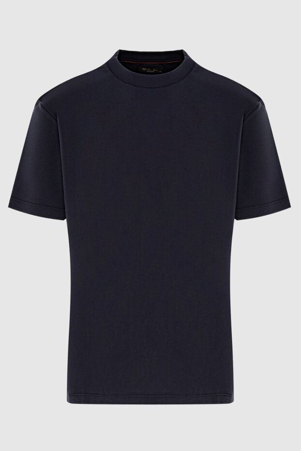 Loro Piana men's dark blue t-shirt made of smooth cotton with a round neck 172999 - photo 1
