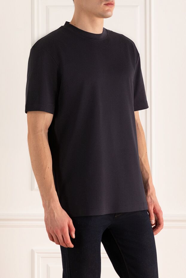 Loro Piana men's dark blue t-shirt made of smooth cotton with a round neck 172999 - photo 3