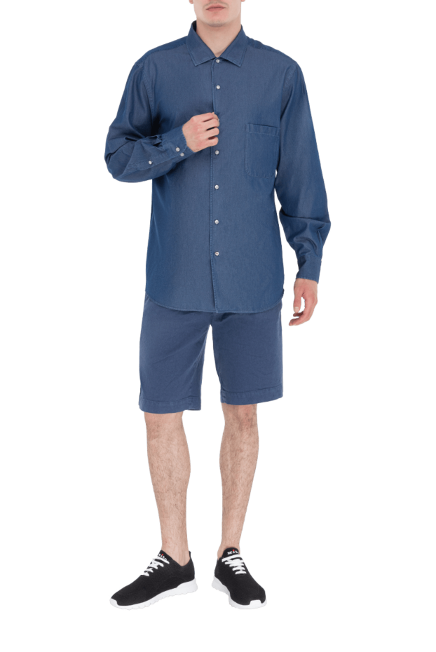 Loro Piana мужские сорочка из хлопка синяя мужская купить с ценами и фото 173003 - фото 2