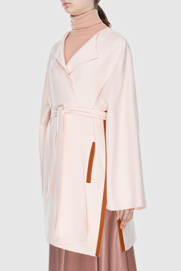 Loro Piana pink cashmere and leather coat for women 173014 - photo 3