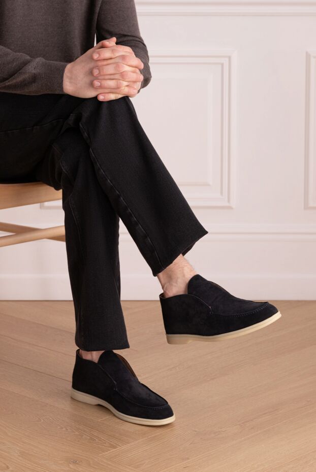 Loro Piana suede loafers with nappa calfskin interior blue 173022 - photo 3