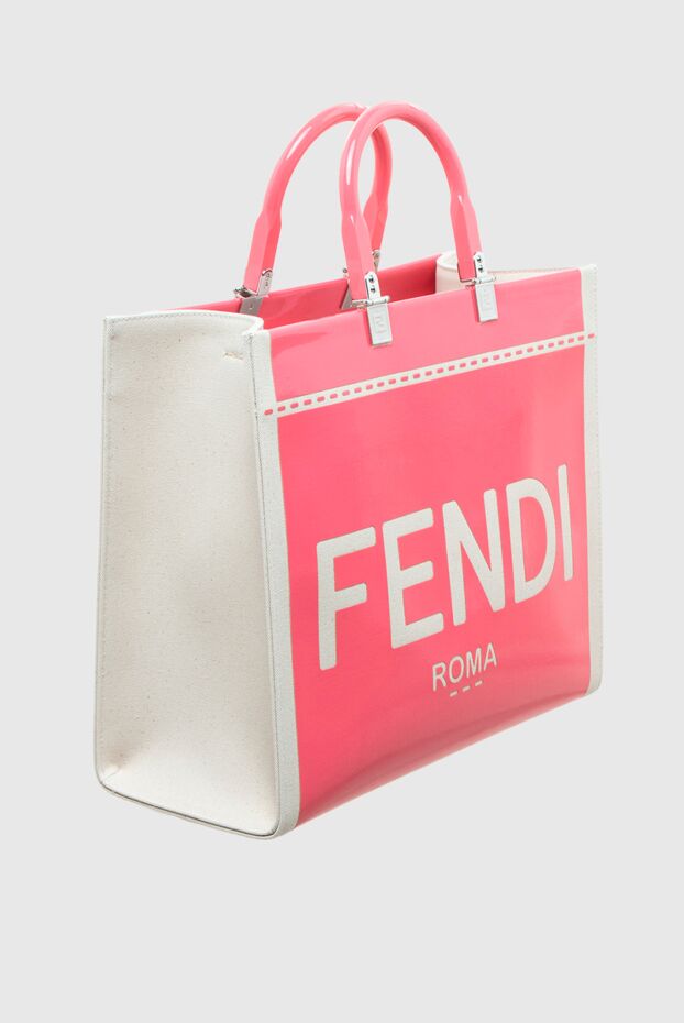 Fendi women's pink bag made of textile decorated with logo 173055 - photo 3