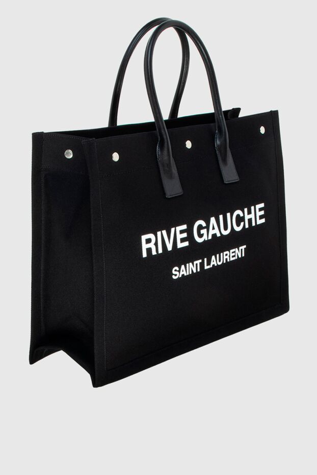 Saint Laurent black women's shopper bag with white logo 173121 - photo 3