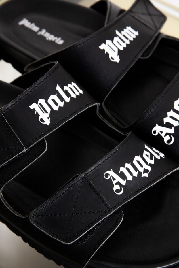 Slides with black velcro straps and white logo - photo 2