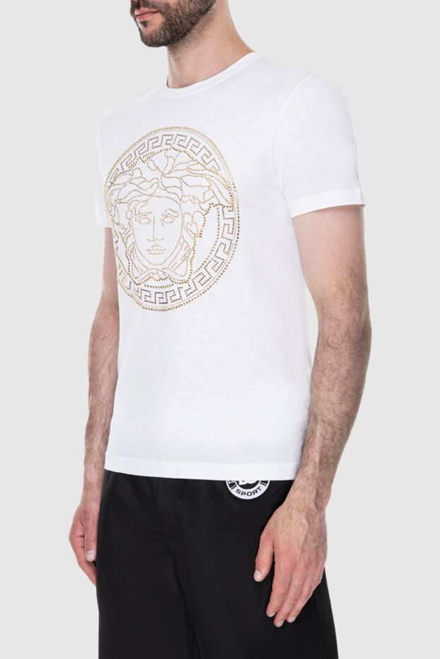 Versace футболка з бавовни біла з золотистим візерунком 173172 - фото 3