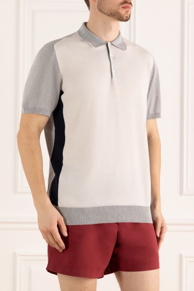 Cesare di Napoli white polo shirt with contrasting inserts for men 173281 - photo 3