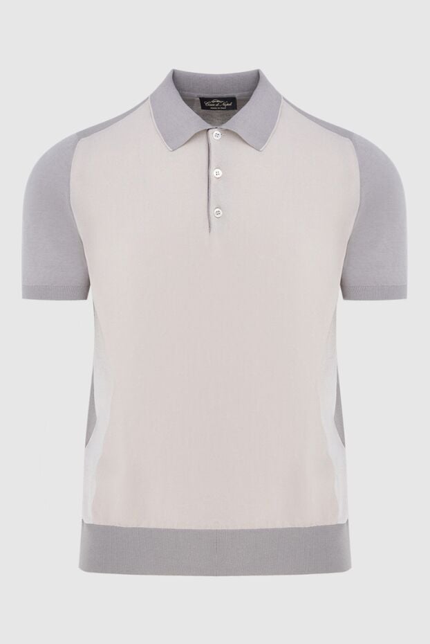 Cesare di Napoli beige polo shirt with contrasting inserts for men 173282 - photo 1