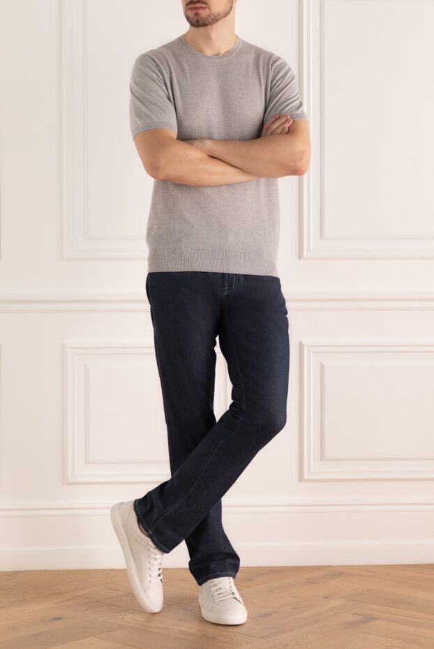 Cesare di Napoli man gray cotton and silk jumper for men buy with prices and photos 173292 - photo 2