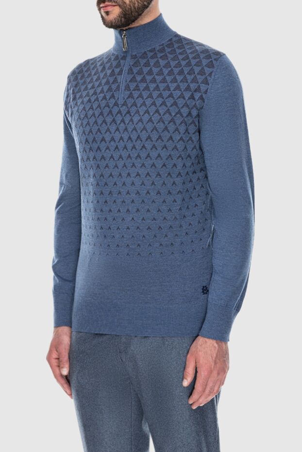 Massimo Sforza blue wool troyer with zip and triangle pattern 173305 - photo 3