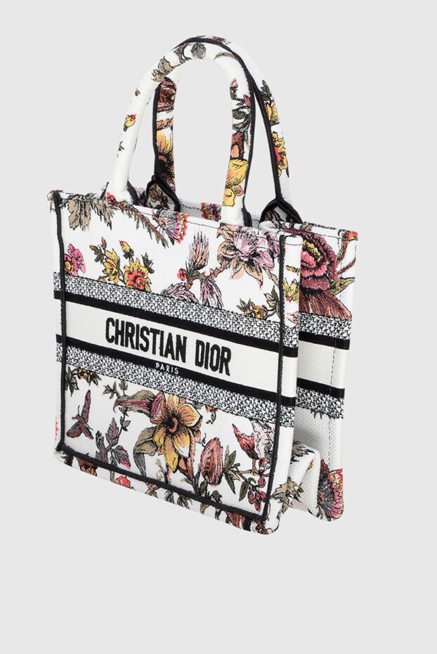 Dior сумка из текстиля женская белая в цветы из текстиля 173330 - фото 3