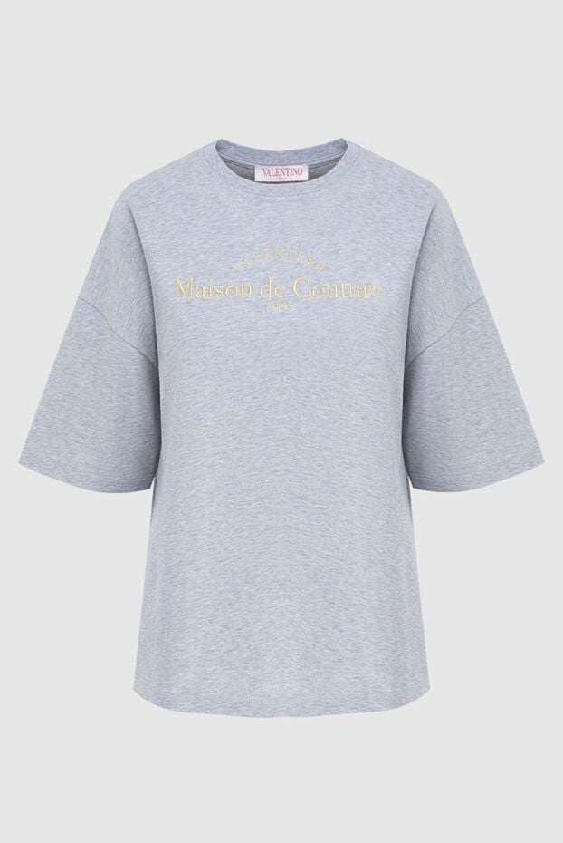 Valentino gray melange t-shirt for women with logo embroidery 173346 - photo 1