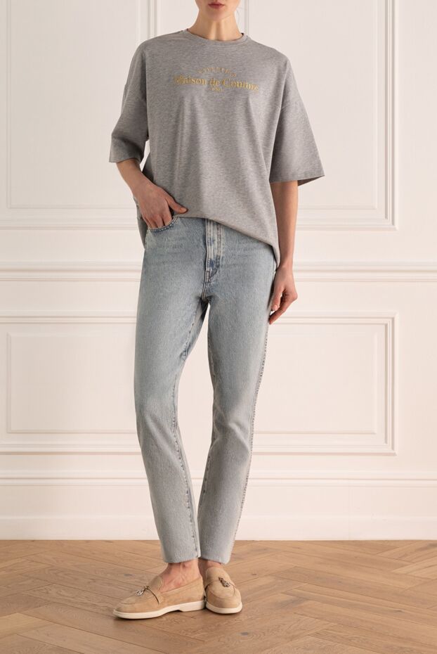 Valentino gray melange t-shirt for women with logo embroidery 173346 - photo 2