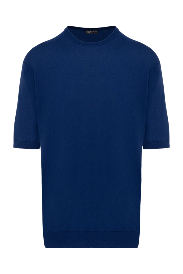 Cesare di Napoli solid blue cotton short-sleeve jumper for men (markdown) 196912 - photo 1