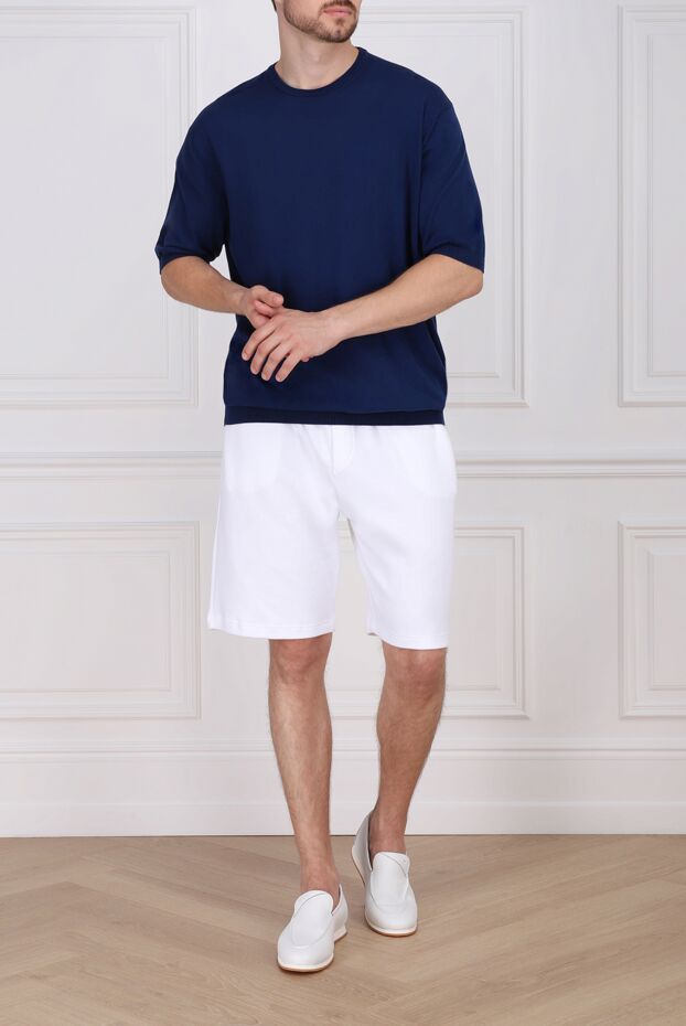 Cesare di Napoli solid blue cotton short-sleeve jumper for men (markdown) 196912 - photo 2