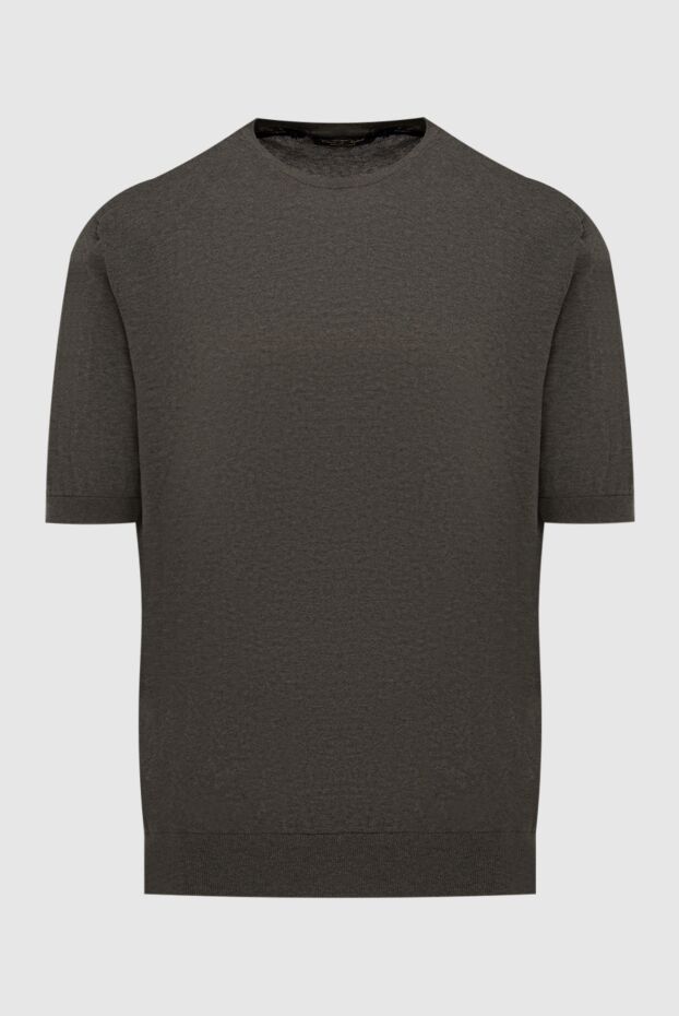 Cesare di Napoli man short sleeve jumper in cotton green for men buy with prices and photos 173457 - photo 1