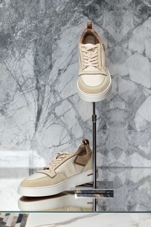 Loro Piana beige nubuck sneakers with contrasting insert and light sole 173466 - photo 2