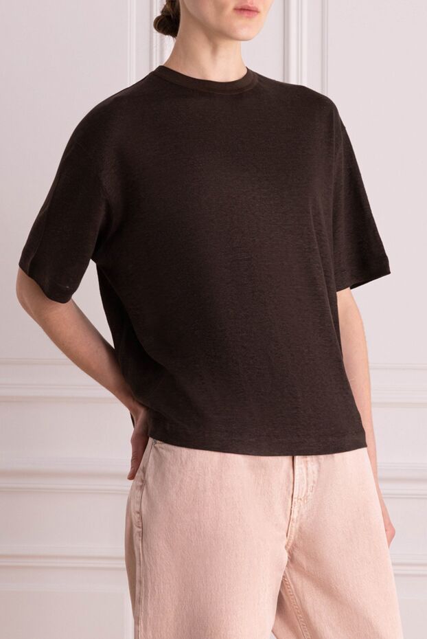 Loro Piana t-shirt for women loose-fitting brown linen 173469 - photo 3