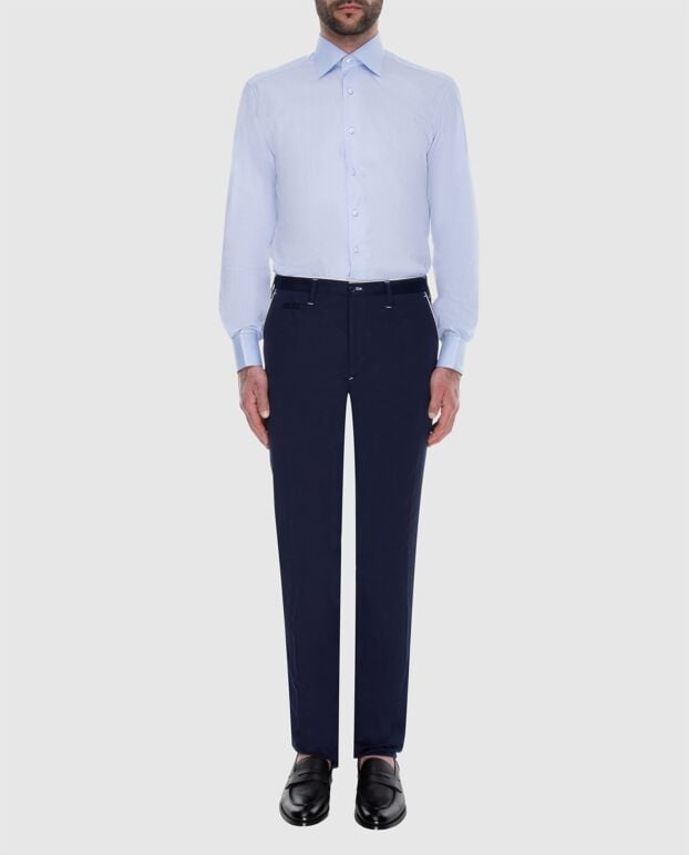 Stefano Ricci men's blue cotton pants with white inserts 173503 - photo 2