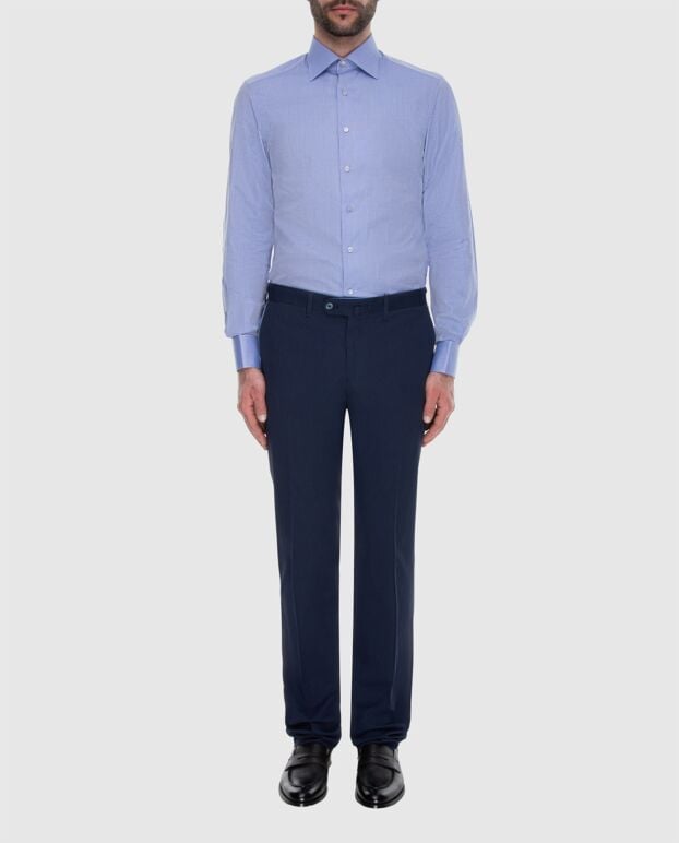Stefano Ricci men's blue cotton pants with blue inserts 173507 - photo 2