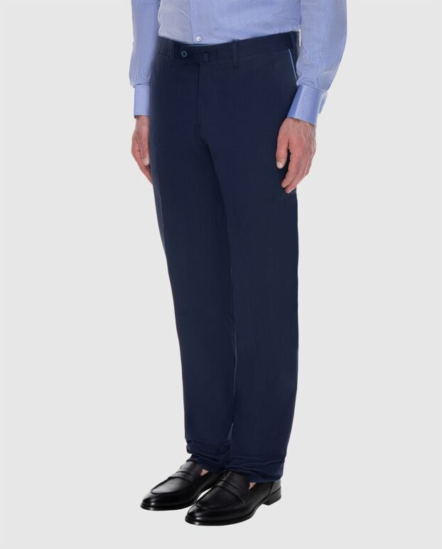 Stefano Ricci men's blue cotton pants with blue inserts 173507 - photo 3