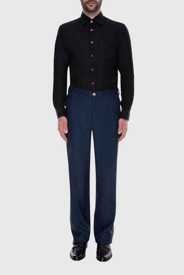 Stefano Ricci men's blue woolen pants with loose buttons 173511 - photo 2