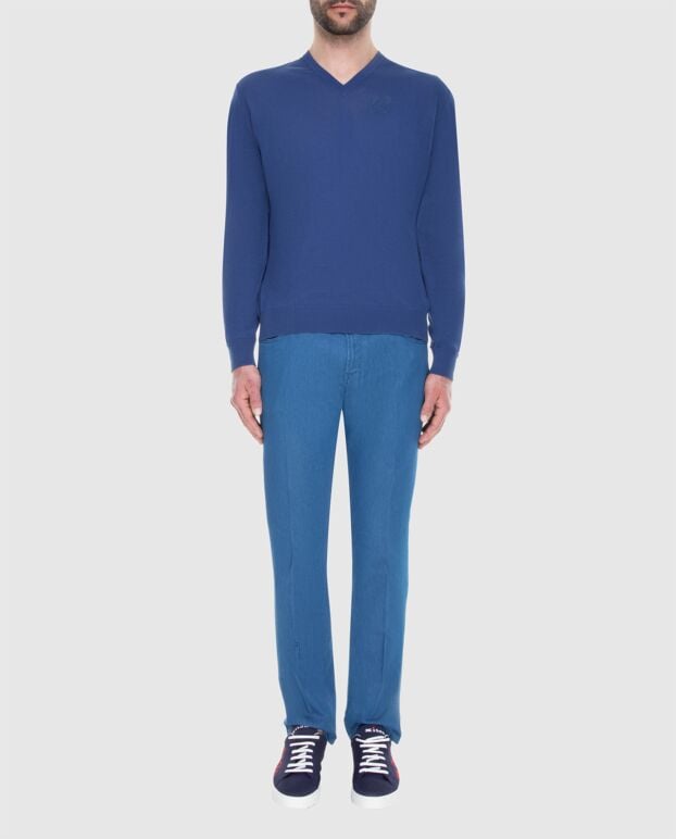 Stefano Ricci blue cotton v-neck pullover (markdown) 195649 - photo 2