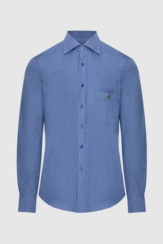 Stefano Ricci men's blue shirt with a chest pocket and a metal eagle head emblem 173518 - photo 1