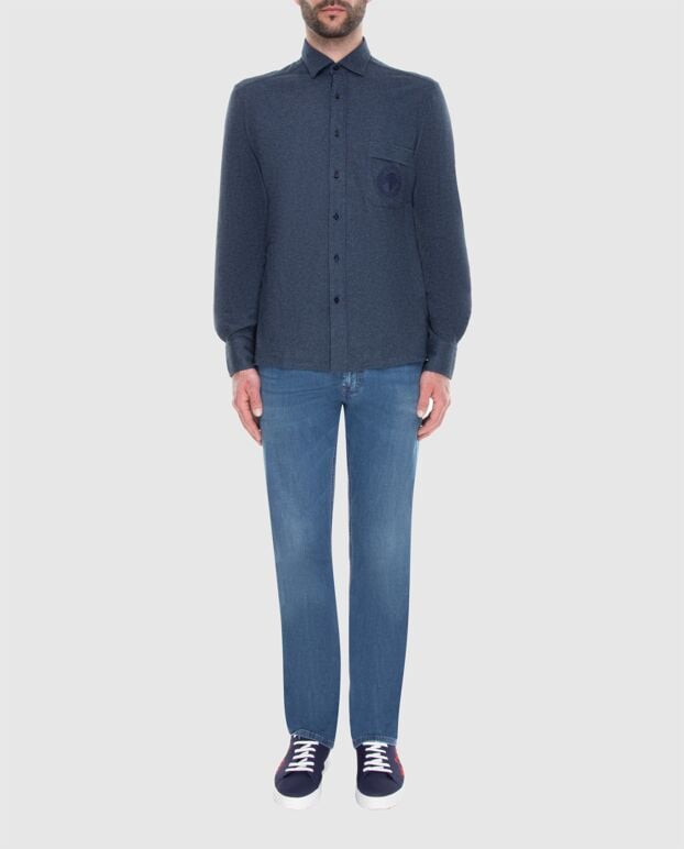Stefano Ricci men's blue shirt with logo on the pocket 173520 - photo 2