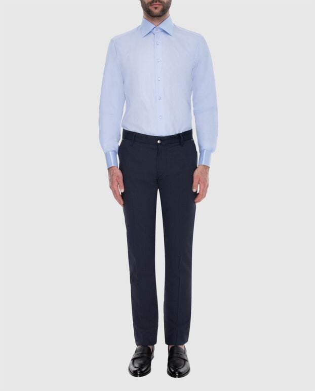 Stefano Ricci men's blue cotton shirt with french cuffs 173524 - photo 2