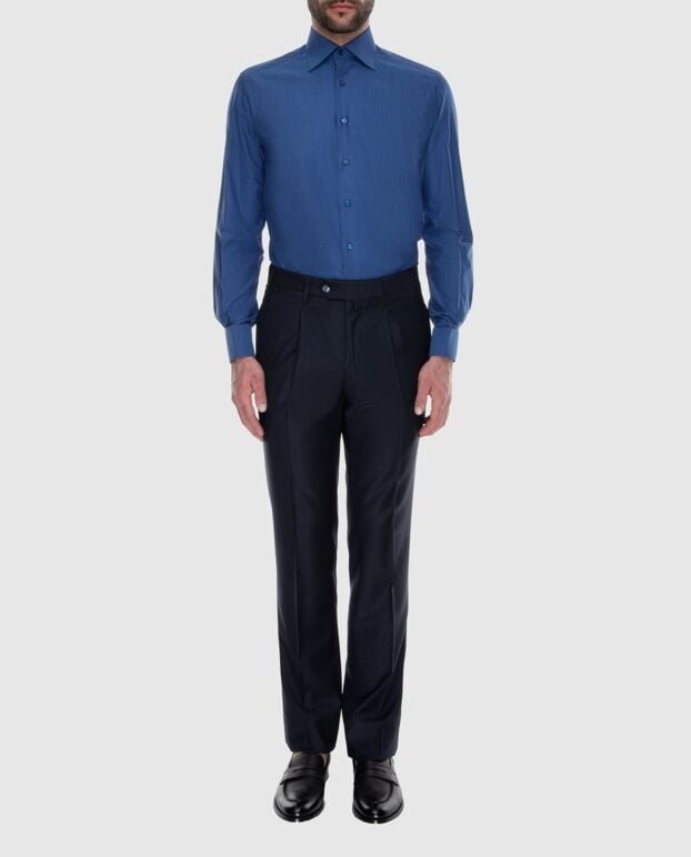 Stefano Ricci men's blue classic shirt made of high-quality cotton 173527 - photo 2