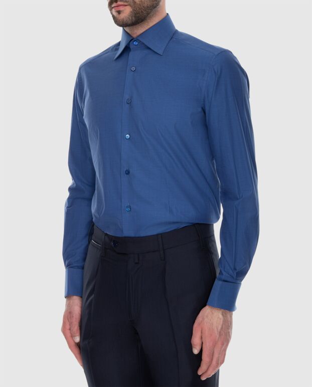 Stefano Ricci men's blue classic shirt made of high-quality cotton 173527 - photo 3