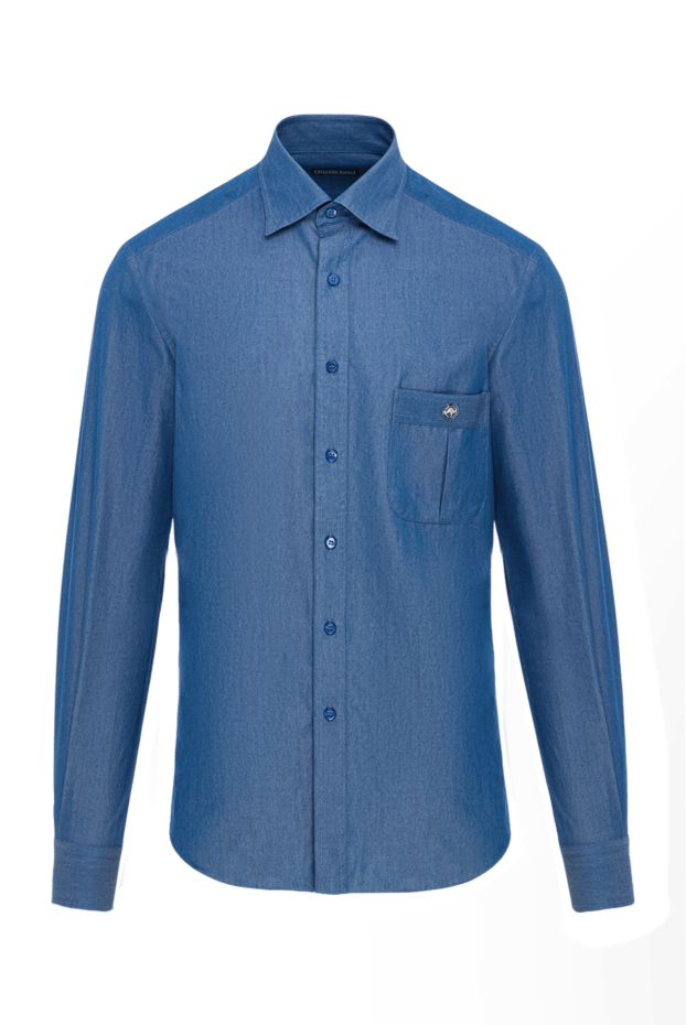 Stefano Ricci classic men's blue cotton shirt with a pocket 173529 - photo 1