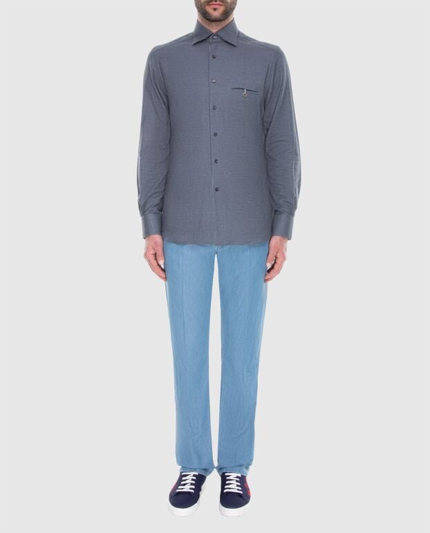 Stefano Ricci men's gray cotton shirt with a pocket 173530 - photo 2