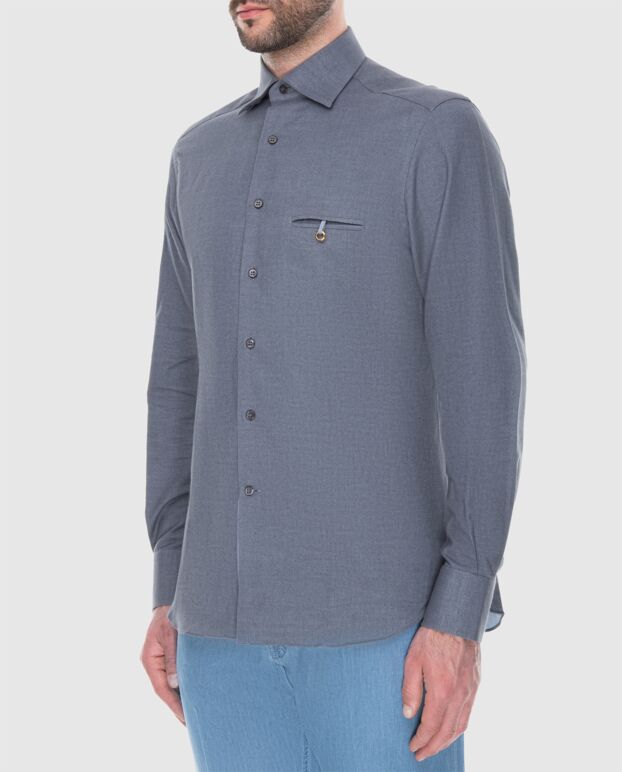 Stefano Ricci men's gray cotton shirt with a pocket 173530 - photo 3