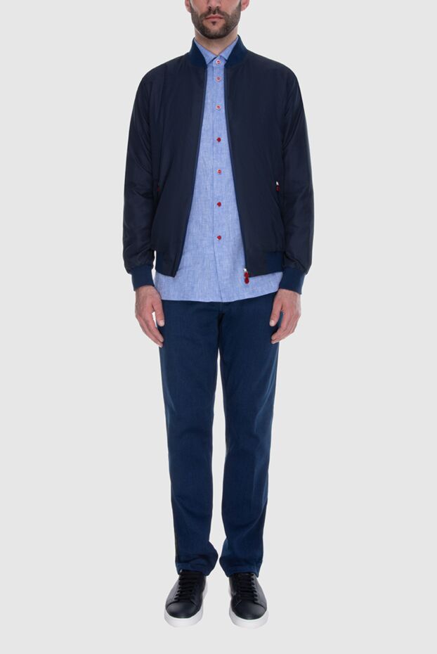 Kiton men's blue bomber jacket with double zipper puller 173598 - photo 2