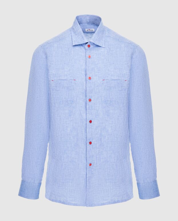 Kiton man blue cotton shirt for men 173600 - photo 1