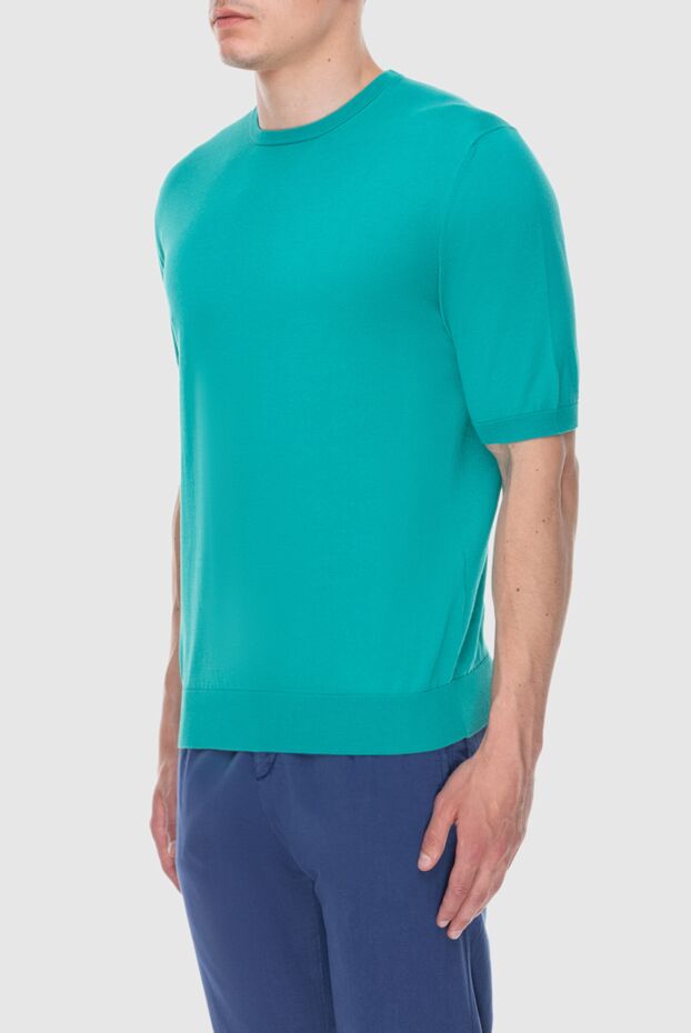 Cesare di Napoli turquoise green cotton short-sleeve jumper for men 173643 - photo 3