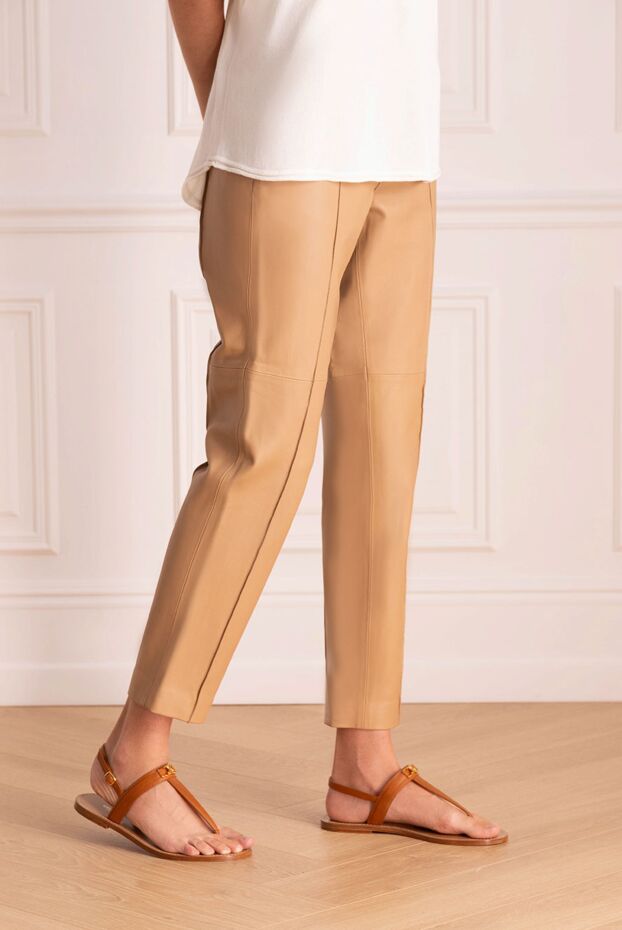 Fleur de Paris woman beige leather pants for women buy with prices and photos 173644 - photo 2