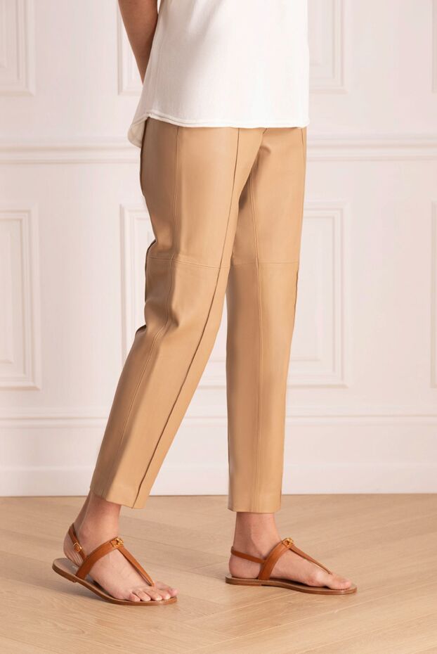 Fleur de Paris women's beige leather pants 173644 - photo 3