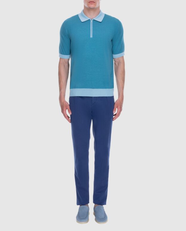 Kiton blue men's jeans with elastic waistband and lacing 173651 - photo 2