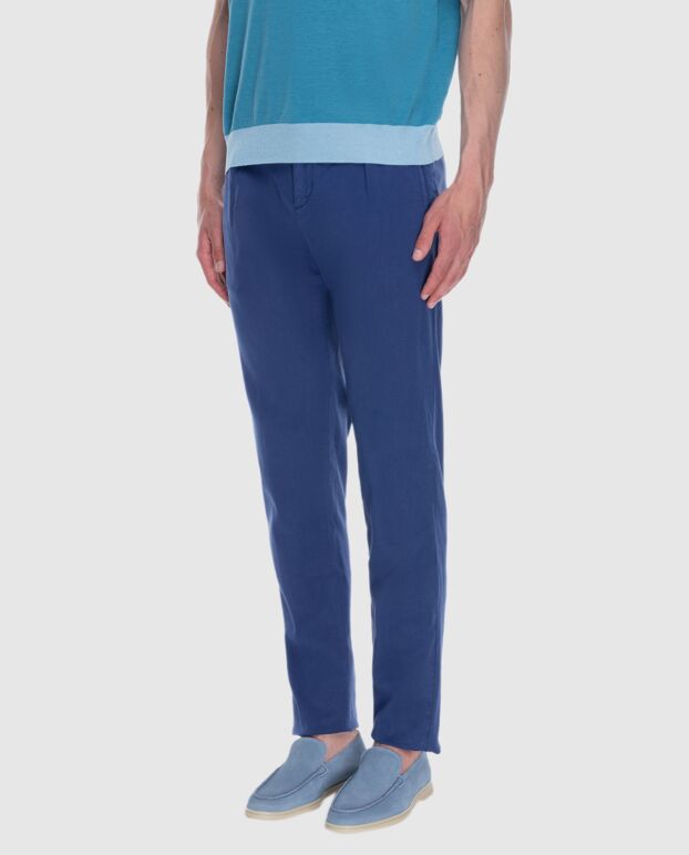 Kiton blue men's jeans with elastic waistband and lacing 173651 - photo 3