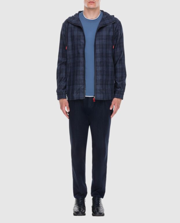 Kiton sports sweatshirt men's cotton blue checkered with a hood 173658 - photo 3