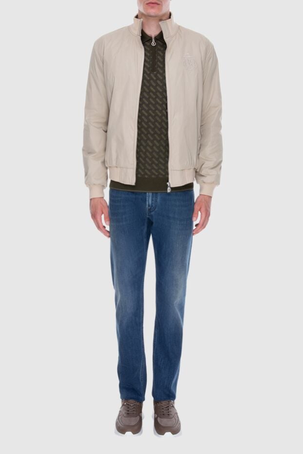 Billionaire beige zip-up jacket with stand-up collar and knit trim 173688 - photo 2