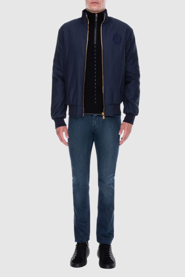 Billionaire blue bomber jacket with a stand-up collar men's 173689 - photo 3