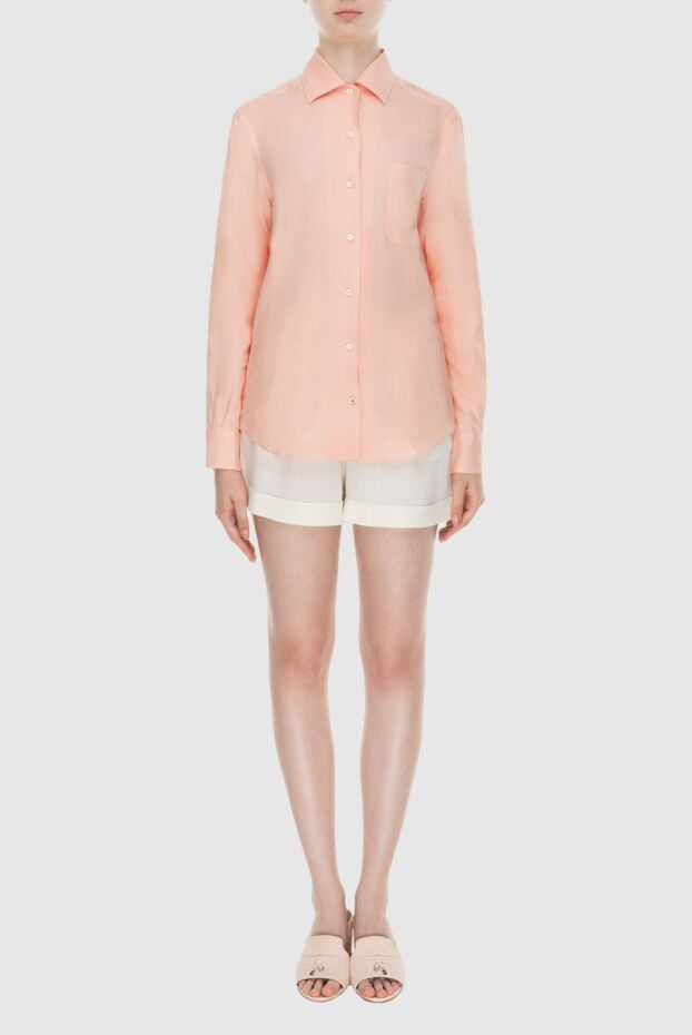 Women's linen shirt light pink - photo 2