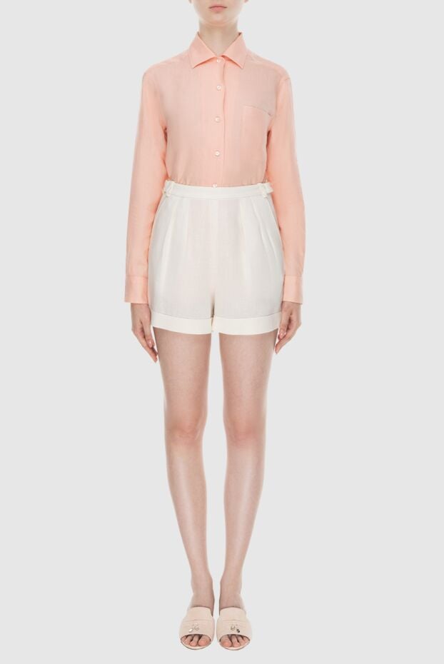 Loro Piana women's white linen shorts with a belt 173702 - photo 2